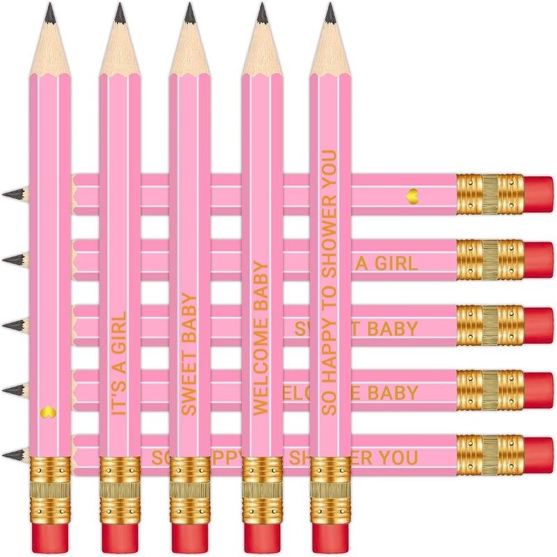 Vusnud 50Pcs - Baby Shower Sharpened Half Pencils with Erasers, Pre-sharpened Pencils for Baby Shower Games, 4 Inches - Image 1